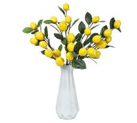 DuHouse Lot de 3 branches de citron artificielles de 66 cm avec feuilles vertes pour décoration de maison, cuisine, centre de table
