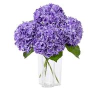 DuHouse Lot de 3 Grandes Fleurs d'hortensia artificielles en Latex au Toucher réaliste pour Bouquets de Maison, Mariage, centres de Table, fête, Salon (Violet)
