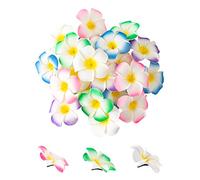 DuHouse Lot de 50 fleurs de frangipanier hawaïennes artificielles en mousse de 7,1 cm pour fête, plage, vacances, décoration de maison, mariage (couleurs mélangées)