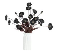 DuHouse Lot de 6 coquelicots artificiels en soie pour la maison, les centres de table, la décoration, le bureau, le mariage (noir)
