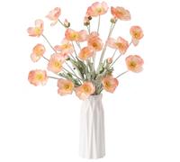 DuHouse Lot de 6 coquelicots artificiels en soie pour maison, centre de table, décoration, bureau, mariage (corail)