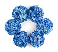 DuHouse Lot de 6 têtes de Fleurs d'hortensia artificielles en Soie avec Tige - Bleu Roi - pour Mariage, Maison, Jardin, Centre de Table (Bleu Roi)