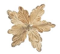 DuHouse Lot de 7 fleurs poinsettia artificielles à paillettes avec tiges pour décoration de maison ou de cuisine (champagne doré)