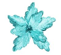 DuHouse Lot de 7 poinsettia artificielles à paillettes avec tiges pour décoration de maison ou de cuisine (bleu sarcelle)