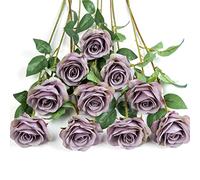 DuHouse Roses artificielles en Soie pour Bouquets de mariée avec Longues tiges en Plastique pour Arrangement, Centre de Table de Mariage, fête, décoration d'intérieur