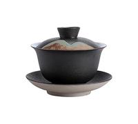 Duiaynke Gong Fu Cha Tasse en céramique ronde et lisse 180 ml Grande capacité Porcelaine Gaiwan Tasse à thé en céramique (noir)