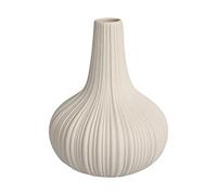 Duiaynke Vases en céramique à col long - Textures de pétales - Fleurs séchées - Décoration élégante et élégante - Beige