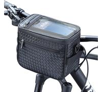 Duidon 4.5 L Bicycle Handlebar Bag Pu Leather Compact Front Bike Bag Lunch Box Insulated Shoulder Bag (Black-Woven)