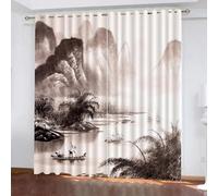 DUIFUN Rideau Occultant Naturel Style Japonais Rideaux Chambre Salon Moderne 3D Bateau Isolant Thermique Anti Froid Polyester Bruit Grande Largeur 2 Pièces L140X H260