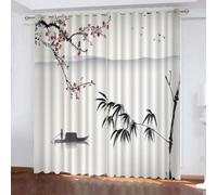 DUIFUN Rideaux Style Japonais Rideau Occultant Naturel Chambre Salon Moderne 3D Bambou Adulte Rideau Isolant Thermique Froid 100% Polyester Anti Bruit Grande Largeur Rideau 2 Pièces L91.5 X H214