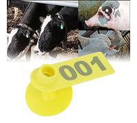 DUIMIMI 100 pièces 1-100 étiquette d'oreille de bétail numérotée 3 couleurs en option TPU robuste avec boucle ferme pour la gestion de l'identification de l'élevage de porcs de (Jaune)