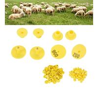DUIMIMI 100 pièces étiquette d'oreille de bétail anti-chute ronde porcs étiquette d'oreille avec numéros modifiés clou en cuivre TPU jaune pour renards porcs moutons gestion des (Gelb)