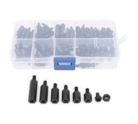 DUIMIMI 180Pcs Kit de Colonnes Hexagonales Nylon Noir M3, Kit de Vis, Écrous et Entretoises Uni-directionnelles, 6 Tailles, Isolant Anti-corrosion pour Composants Électroniques