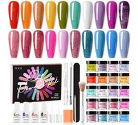 DUIMIMI 20 couleurs Kit d'ongle en poudre en poudre, séchage rapide, pas de lampe à LED nécessaire, kit de démarrage en poudre de trempette à ongles avec base, couche de fin (NCSKJ-67)