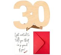 DUINIU 1 Morceau De Signe en Bois De Lettre De 30 Ans Et 1 Morceau De Carte De Voeux, Support en Bois Rétro, Décoration De Maison De Mode, Utilisée pour Les Fêtes d'anniversaire.