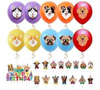 DUINIU 10 Pièces De Ballons pour Chiens Et 16 Affiches, Ensemble De Décoration De Fête À Thème pour Animaux De Compagnie, Accessoires De Jouets pour Animaux De Compagnie, Aux Scènes De Fête.