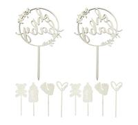 DUINIU 10 Pièces en Bois Oh Baby Cake Décoration, Insert De Décoration De Gâteau d'anniversaire, Plug-in De Lettre d'anniversaire, Adapté À La Douche De Bébé.