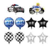 DUINIU 10Pcs Ballons De Papier D'Aluminium De Voiture De Police, Ballons De Voiture, Décorations d'anniversaire pour Enfants, Fournitures De Fête, Jouets Gonflables.