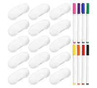 DUINIU 15 Pcs Masques pour Les Yeux D'Ombrage Blanc Et 8 Brosses en Tissu De Couleur, Masques pour Les Yeux De Voyage, Somnifères, Stylos De Peinture Graffiti.