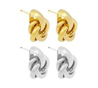 DUINIU 2 Paires De Boucles d'oreilles, Boucles d'oreilles À La Mode Et Polyvalentes, Boucles d'oreilles Circulaires en Métal, Adaptées À Un Usage Quotidien, Cadeaux De Noël.