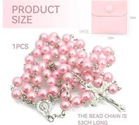 DUINIU 2 Perles De Prière De Chapelet De Croix avec des Sacs À Bijoux, De Longues Perles De Prière Faites À La Main, L'Eucharistie Et d'autres Scènes Rituelles.