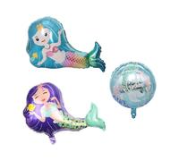 DUINIU 2 Pièces De Ballons De Sirène Violet, 1 Pièce De Ballons Ronds en Latex, Ballons sur Le Thème De L'Océan, Jouets Gonflables pour Enfants, Décorations De Fête d'anniversaire.