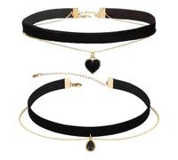 DUINIU 2 Pièces De Colliers À Double Couche, Colliers De Clavicule Noirs Rétro, Bijoux De Cou pour Femmes, Adaptés À La Compilation Quotidienne, À L'Habillage D'Événements.