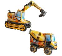 DUINIU 2Pcs Ballons De Véhicule Technique, Grands Ballons De Papier D'Aluminium D'Excavatrice, Ballons De Fête De Véhicule Technique, Décoration De Ballon d'anniversaire.