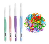 DUINIU 4 Pièces De Crochet en Plastique, 50 Pièces De Boucles De Marquage De Couleur, Crochet De Pull Fait À La Main, Adaptés Aux Débutants Et Aux Amateurs De Crochet.