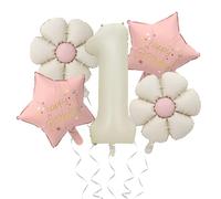 DUINIU 5 Pièces De Ballons À Thème pour 1 an, Ballons d'anniversaire pour Filles, Jolis Ballons en Papier D'Aluminium, Décorations De Fête d'anniversaire.