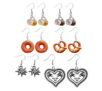 DUINIU 6 Paires De Boucles d'oreilles À La Mode, Edelweiss, Love Heart, Boucles d'oreilles Pendantes en Verre De Bière, Boucles d'oreilles Amusantes, Décoration À Motif Oktoberfest.