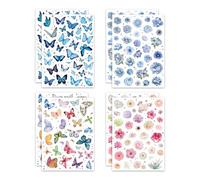DUINIU 8 Autocollants De Fleurs Papillon, Matériel De Collage De Compte À Main Bricolage, Autocollants De Décoration Rétro Exquis, Adaptés pour Habiller des Vases, Design Mural.