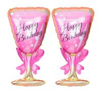 DUINIU Ballons en Verre À Vin Rose 2 Pièces, Joyeux Anniversaire, Accessoires De Tir De Personnalité Créative, Ornements De Jouets Gonflables, Décoration De Fête d'anniversaire De Princesse.