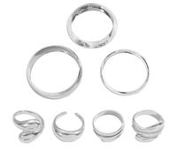 DUINIU Bracelets en Argent 3 Pièces Et Bagues en Argent 4 Pièces, Cercles en Forme d'arc À Large Surface À La Mode, Bracelets Empilables Atmosphériques Et Polyvalents, Bijoux De Personnalité Simples.