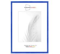 Duisburger-Rahmen24 Cadre photo en bois étroit 21 x 29,7 cm DIN A4 in Bleu roi clair brillant | Verre synthétique antireflet | Cadre pour affiches | Puzzle | collage DR117