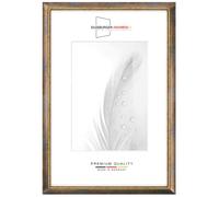 Duisburger-Rahmen24 Cadre photo en bois massif 16 x 21 cm en Bleu Or | Verre synthétique antireflet | Cadre pour affiches | Puzzle | collage DR063