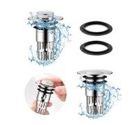 duisoad 2 Pièces Bonde de Lavabo, Pop Up Bouchon de Vidage pour Lavabo Baignoire Cuisine Bain, Universel Filtre de Drainage de Sol avec Filtre à Cheveux pour 33-40mm Bouchon de Vidange (ABS)