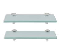 Duisrech Lot de 2 étagères murales en verre trempé de sécurité dépoli de 8 mm - 40 x 10 cm - Avec support en verre réglable - Pour salle de bain, cuisine et balcon