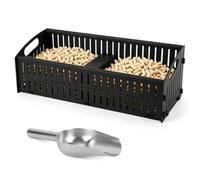 Duisrech Panier à granulés pour poêle à pellets, 48 x 20 x 17 cm, métal 3 | Panier à granulés pour poêle à bois, 12 L, 5,1 kg, 2 compartiments + pelle - Insert de brûleur à granulés robuste pour foyers