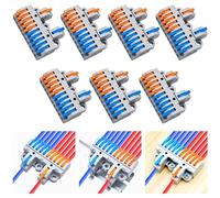 Dujelixa Kit de borniers 2 entrées-10 sorties (7 jeux), connecteurs de fils à levier pour épissures étendues, double entrée-10 sorties, rail DIN et fixation à vis, 28-12 AWG, matériel inclus