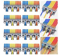 Dujelixa Kit de borniers à levier 3 entrées-12 sorties, connecteurs d'épissure triple entrée vers douze sorties, montage sur rail DIN/vis, pour conducteurs 28-12 AWG, 8 kits inclus