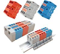 Dujelixa Kit de borniers rail DIN 18 pièces comprenant borniers de circuit, rail, supports, vis, serre-joints et bande de marquage, montage sur rail DIN/vis, pour conducteurs 20-12 AWG