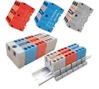 Dujelixa Kit de connecteurs rail DIN, borniers enfichables 20-12 AWG pour panneaux de commande industriels et câblage électrique, montage sur rail DIN/vis, 18 pièces avec accessoires