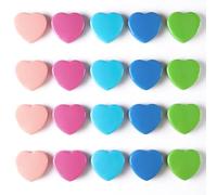 DUJEQM Aimant Frigo, Lot de 20 Aimant Puissant Plats, 5 Couleurs Mini Aimants Tableau Magnétique Magnet Frigo, Aiment Petit Aimant Tableau Blanc Aimants Décoratifs Cœur pour Photos Notes Bureau École