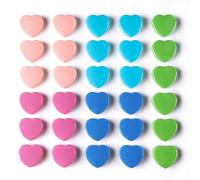 DUJEQM Aimant Frigo, Lot de 30 Aimant Puissant Plats, 5 Couleurs Mini Aimants Tableau Magnétique Magnet Frigo, Aiment Petit Aimant Tableau Blanc Aimants Décoratifs Cœur pour Photos Notes Bureau École