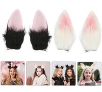 DUJIAOSHOU Lot de 2 paires d'épingles à cheveux crocodile oreilles de lapin pour femme Pinces à cheveux Cosplay Oreille de lapin Coiffe Accessoires en peluche Aldult