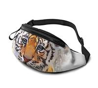 Dujiea Sac banane avec trou pour écouteurs, poche réglable, sac banane tendance pour femmes, hommes, enfants, tigre, One Size