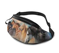 Dujiea Sac banane avec trou pour écouteurs, poche réglable, sac banane tendance pour femmes, hommes, enfants, Cheval courant., One Size