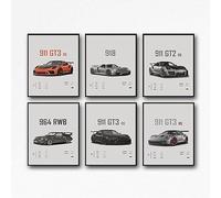 Dujoi Lot de 17,3 x 30,5 cm - Poster de voiture de course 911 GT3RS - Décoration murale vintage pour homme - Papier enduit 911 (sans cadre)