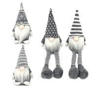 DUJSRZL Lot de 4 gnomes en peluche tricotés Père Noël, faits à la main, décorations de table pour la maison et les cheminées (jambes longues grises mixtes)